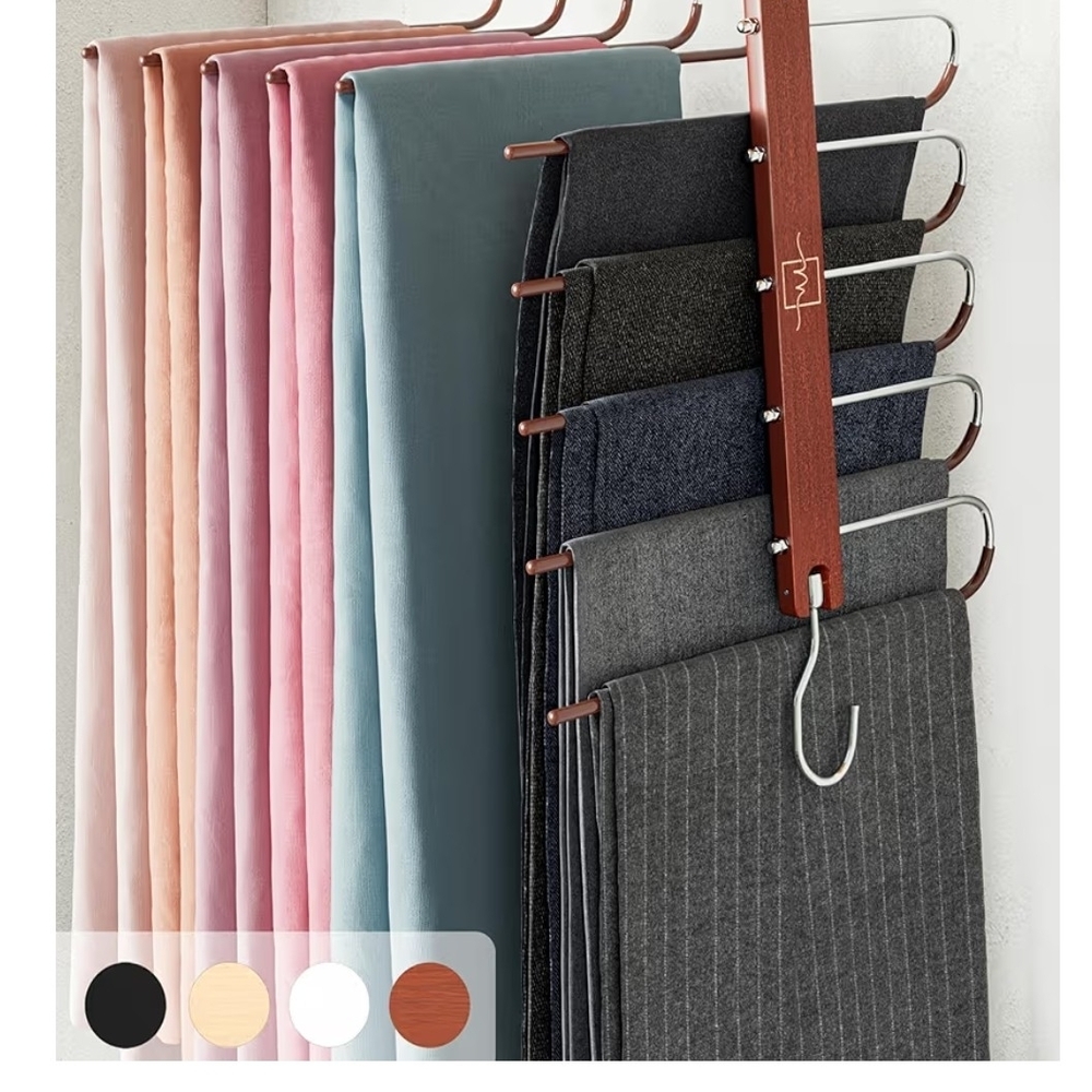 6 Hangers!! Like NEW!! Multi-Tier Scarf & Pant Organizer Brown Org 75